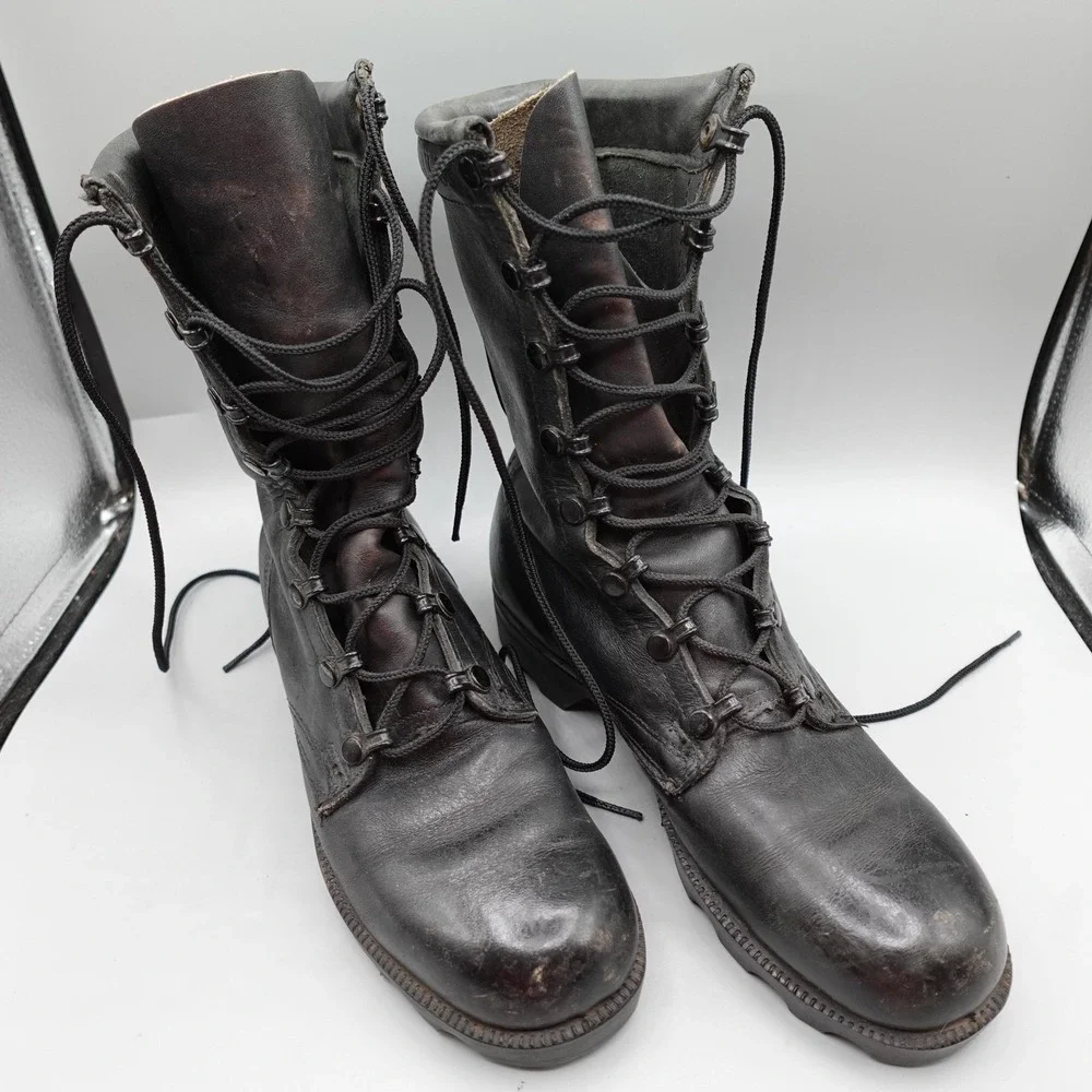 Vintage Military Combat Jump Boots Mens 4.5 Black Leather PJ 7-86 80s Tactical